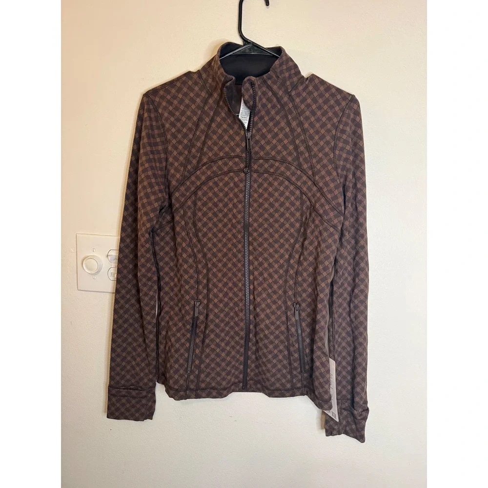 Lululemon Define Jacket Square Heart Jacquard Java Sequoia Size 12 NWT